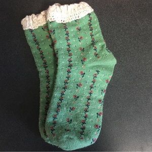 free people floral embroidery ankle socks